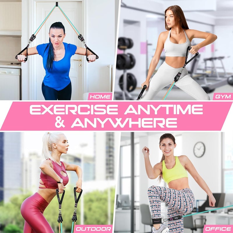 RENRANRING Resistance Bands for Working Out, 150LBS Exercise Bands, Workout Bands, Resistance Bands Set with Handles for Men Women, Legs Ankle Straps for Muscle Training - Image 5